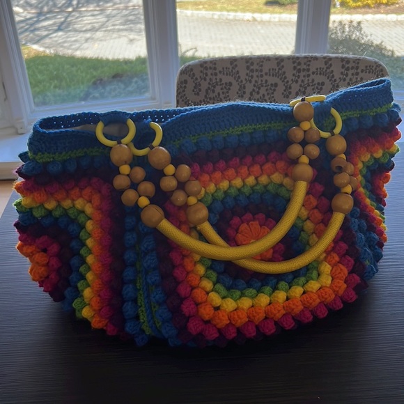 Handmade crochet hand bag. Gorgeous colors 🌈 lining with two pockets - Picture 3 of 5